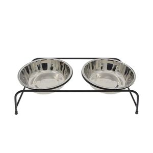 Alimentador de cuencos para mascotas de metal que ahorra espacio eficiente con marco compacto y Mango integrado para una fácil movilidad - Product Image 4