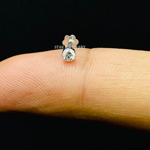 14K Solid <b>Gold</b> Invisible Set Lab Grown Diamond <b>Stud</b> Fine Jewelry Earring. - Product Image 4