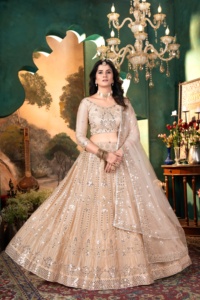 Lehenga ที่สวยงามและได้รับความนิยมมากที่สุดด้วยการปักที่สวยงามปักลายรหัสและงานปักเลื่อมหนัก - Product Image 5