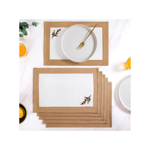 Pastel Green Floral Printed Minimal Linen Cotton <b>Placemat</b> 32x45cm Dining Table Mat OEKO TEX Certified India Bulk Buyer Ready - Product Image 3