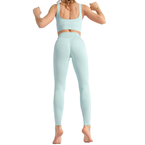 Vente en gros de leggings de yoga taille élastique Ensemble de yoga pour femmes fitness Ensemble de soutien-gorge actif Vêtements d'entraînement pour femmes fabriqués au Pakistan - Product Image 2