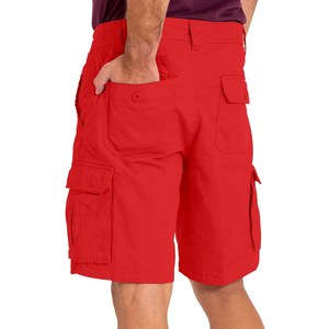 Short cargo rouge en coton de qualité supérieure coupe régulière décontracté conçu pour l'été short cargo pour hommes - Product Image 2
