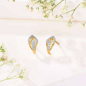Pendientes de Aro Dorados con Borlas de Diamantes para Mujer con Huggies - Product Image 1