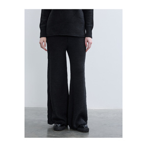 Pantalon large décontracté anti-boulochage taille haute pour femme avec détail tressé - Product Image 5