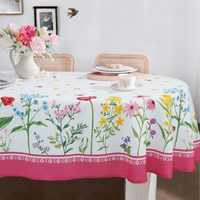 Nappe de table de mariage en coton jacquard 100% à motif floral - Écologique, taille et couleur personnalisables