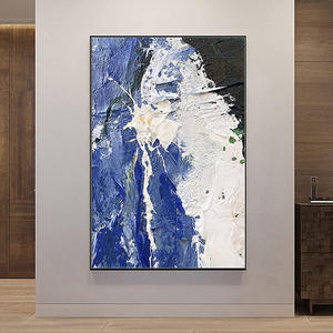 Handgeschilderde Kunst Kleurrijk Mes Schilderij Blauw Abstract Handgemaakt Olieverfschilderij Canvas Woonkamer Muur Mode Decoratief - Product Image 5
