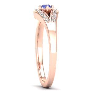 REYES, superventas, anillo de propuesta de boda de moissanita de Plata de Ley 925 para mujer, corte redondo, joyería de piedras preciosas de tanzanita de 0.08Ct - Product Image 3