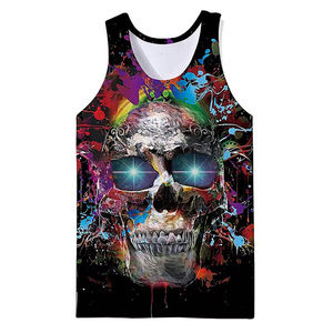 Débardeur transfert de chaleur pour hommes personnalisé OEM respirant 100% coton Singlet Logo Printing Plus Size Pure Color Vests Knitted Quick - Product Image 5