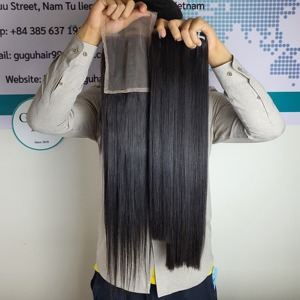 Paquetes de cabello Remy recto de hueso con cierre Extensiones de cabello crudo vietnamita virgen y cierre de encaje Cabello humano de alta calidad - Product Image 1