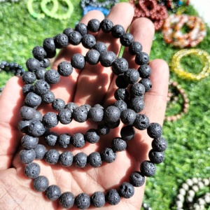 Pulseras de piedra natural de 8mm cuentas redondas cadena mal de ojo Lava labradorita Sulemani Hakik pulseras de pirita para hombres y mujeres - Product Image 2