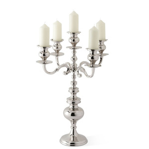 Candelabros de boda de aluminio con centro de mesa, vajilla con acabado plateado, candelabros hechos a mano para decoración de cena con velas - Product Image 6