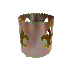 Porte-bougie rond décoratif unique en fer de couleur grise pour la décoration de salon et de table faite à la main - Product Image 3