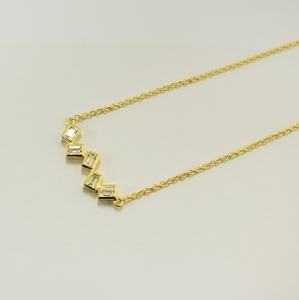 S925 14K chapado en oro elegante collar de topacio blanco Natural personalizable estilo Vintage venta al por menor OEM ODM oro amarillo joyería regalo - Product Image 1