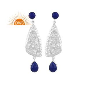 Pendiente colgante de piedras preciosas de lapislázuli Natural de plata de ley fina superventas, joyería personalizada para mujer, regalo para ella - Product Image 1