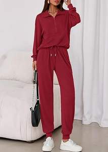 Conjunto Deportivo Clásico para Mujer, Sudadera con Capucha y Pantalones Estampados o Lisos, Ropa Casual de Invierno, Ligero - Product Image 4