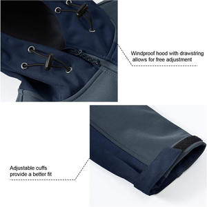เสื้อแจ็คเก็ตกันลมกันน้ำสำหรับผู้ชาย, เสื้อแจ็คเก็ตบุนิ่มอเนกประสงค์กันน้ำสำหรับกีฬาและการทำงานกลางแจ้งกันลมยืดได้ - Product Image 5