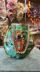 SRINATHJI Bolso de mano de trabajo Potli Khajur Bolsa con cordón Bolsa Potluck Bolsa Favor DE BODA Regalo de devolución - Product Image 4