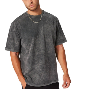 Vintage desgastado lavado hombres camisetas de gran tamaño Primavera Verano su propio logotipo personalizado 100% algodón pesado camiseta para hombres - Product Image 3