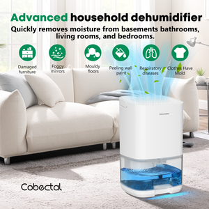 Deshumidificador Pequeño y Silencioso de 35 oz, Color Blanco, para Casa o Autocaravana, con Iluminación LED de 7 Colores, Apagado Automático, Control Electrónico, Material Plástico - Product Image 2