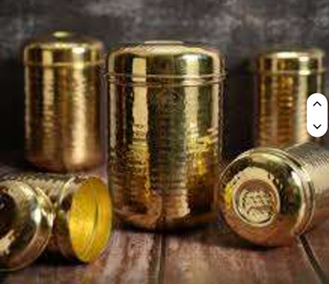 Elegante juego de recipientes martillados de latón Contenedores de almacenamiento Premium para cocina Diseño tradicional - Product Image 4