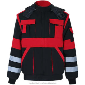 Hiver Mécanicien Sécurité Imperméable Respirant Coton Epais Haute Visibilité Combinaison de Travail Manches Amovibles Multi Poches Cargo - Product Image 3