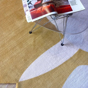 Alfombra de lana con mechones a mano suave con patrón abstracto marrón irregular para alfombra de área de alta calidad para sala de estar, dormitorio, salón - Product Image 2