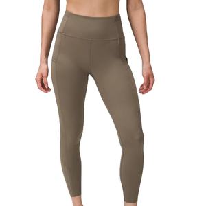 Vente en gros de leggings de sport pour femmes avec poches personnalisé ceinture élastique tissu anti-transpiration motif solide leggings taille haute - Product Image 1