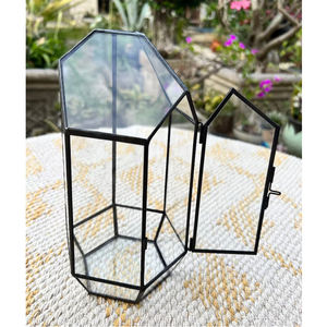 Verre clair enduit de poudre noire Terrarium en verre géométrique décoration de table bureau maison hôtel Terrarium décoratif taille personnalisée - Product Image 3