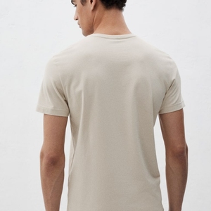 เสื้อยืดคอกลมแขนสั้นสำหรับผู้ชายผ้าฝ้าย100% ธรรมดาระบายอากาศได้ป้องกันรอยยับ - Product Image 3