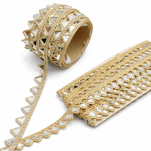 Encaje con Bordado Geométrico de Espejo, Cinta de Bordado de Cristal Simétrica de Lujo Ecológica, para Prendas Étnicas, Bolsos, Vestidos de Novia de Alta Costura - Product Image 1