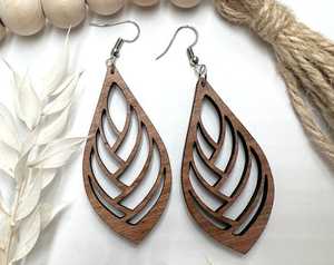 Pendientes de gota de madera geométricos de la India, joyería llamativa de artesanía hueca larga para niñas, accesorios artesanales naturales - Product Image 4