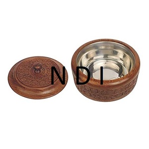 Finition brillante décorative faite à la main pour la décoration de table de dîner à la maison marmite ronde de service de nourriture marmite de service de chapati - Product Image 2
