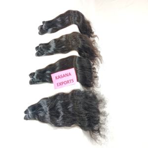 Extensions de cheveux humains à double trame alignés sur les cuticules 100% cheveux indiens naturels vierges bruts non traités pour femmes noires - Product Image 1
