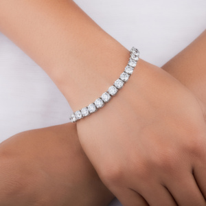 Bracelet tennis en diamant rond de luxe de 20,23 carats cultivé en laboratoire, en or 14 carats et 18 carats plaqué rhodium, cadeau tendance unisexe - Product Image 2