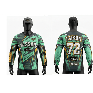 Camiseta de paintball para hombre, 150 GSM, poliéster transpirable, diseño de paneles en morado, negro y naranja, impresión por sublimación, logotipo personalizado, mangas acolchadas - Product Image 3