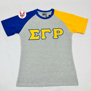T-shirt en coton pour femmes avec broderie de la sororité Sigma Gamma Rho |   Sororité SGRho, maillot en jersey de coton et polyester brodé sur mesure pour femmes - Product Image 3