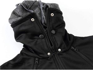 Sweat à capuche en molleton de coton 100% pour hommes, sweat-shirt chaud d'hiver épais avec fermeture à glissière réversible respirante, style de rue de grande taille - Product Image 3