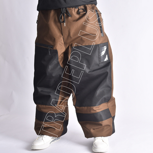 Unisex Two Tone Brown and Black Snow Pants Waterproof With Warm Fleece Lining Zipper Pockets And <b>Boot</b> Gaiters - Product Image 2