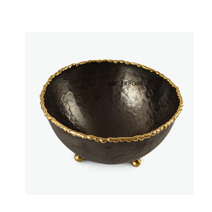Color marrón Último diseño Fancy Color dorado Borde Estilo único Lujo Mejor Material de metal de alta calidad Cuencos para servir a la venta - Product Image 1