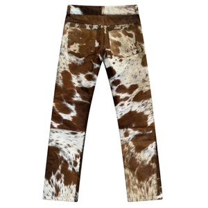 Pantalon en cuir de vachette à prix d'usine, design personnalisé, taille haute, coupe droite, jambe large - Product Image 2