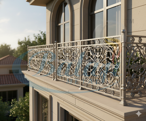 Manufactured Sand Moulding Process Home Balcony Decorative Cast Iron Railing Modern Panel Grey Color Durable 5 Year UV Protected - Product Image 4