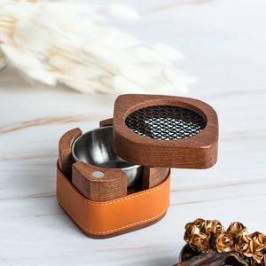 Luxury Wooden Madkhan <b>Burner</b> - Handmade Mabkhara <b>Incense</b> <b>Holder</b> with Leather Accent, Premium Arabic Bakhoor Tray - Product Image 1