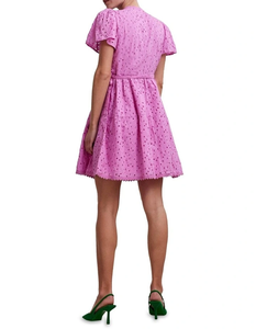 Light <b>Pink</b> Casual Cotton <b>Wrap</b> Dress with Cut Out Detail and All-Over Tie ODM Supply Natural Waistline Mini A-Line Summer - Product Image 2