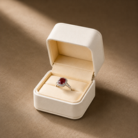 Boîte à bijoux MISEN de luxe en cuir PU blanc ivoire, carrée et arrondie, avec couvercle, pour bagues et colliers, personnalisable avec logo