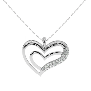 Colgante de doble corazón con detalles de diamantes Ajretail - Diamante natural de 0,22 quilates - Product Image 3