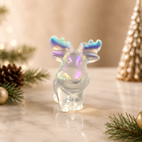 Figurine de renne irisée sculptée, translucide, pour la décoration de Noël à la maison, sur le bureau, comme cadeau et objet de collection