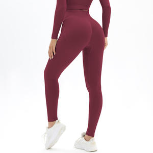Ensemble de leggings de sport pour femmes, sans couture, taille haute, pour le yoga, séchage rapide, antibactérien, respirant, polyester, nylon, vêtements de sport actifs - Product Image 4