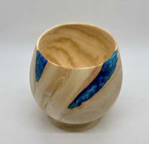 Recién llegado, Frutero de resina de madera de acacia, venta de tendencia superior para cuencos, artículos de cocina, tazón de madera de mango de estilo elegante en azul - Product Image 4