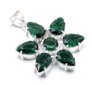 Elegante hecho a mano clásico 925 plata esterlina chapado en oro rosa colgante verde esmeralda piedra preciosa Acero inoxidable joyería de moda - Product Image 1