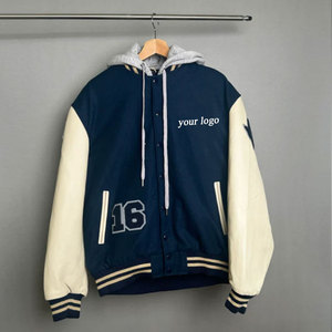 Veste universitaire personnalisée pour homme, fabrication directe d'usine, manches en cuir chaudes pour l'hiver, veste bomber de baseball, vêtements d'extérieur - Product Image 6